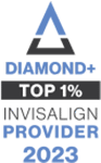 Diamond+ Top 1% Invisalign Provider 2023 award badge for Signature Orthodontics