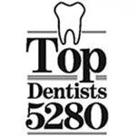 Top Dentists 5280 award logo featuring tooth icon and text